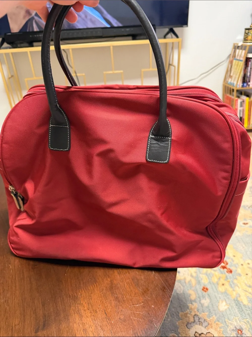 Classic Red Duffel Bag with Black Trim - Weekend Travel Carry
